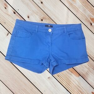 H&M Royal Blue Ladies Demin Stretch Rolled Shorts